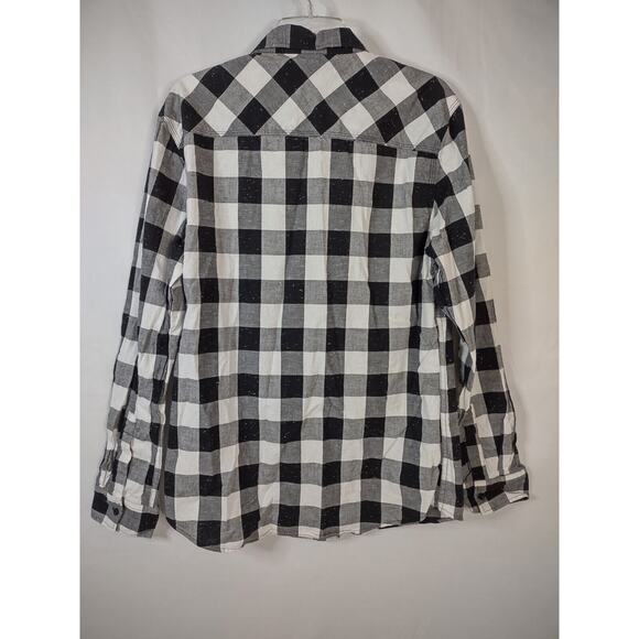 Carbon Classic Fit Long Sleeve Black White Bold Plaid Shirt Mens Size L *READ - Picture 2 of 9